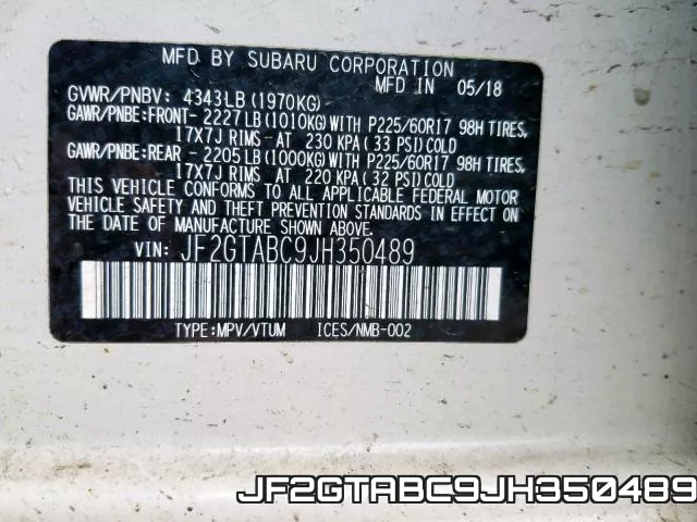 JF2GTABC9JH350489 фото 2