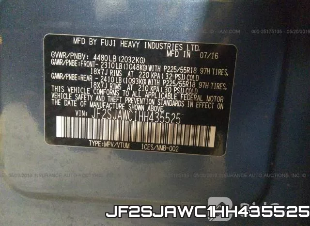 JF2SJAWC1HH435525 фото 10