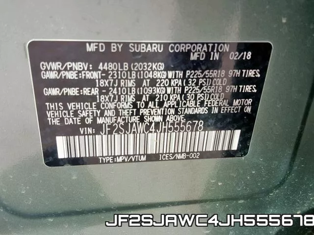 JF2SJAWC4JH555678 фото 2
