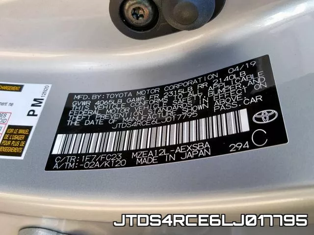 JTDS4RCE6LJ017795 фото 2