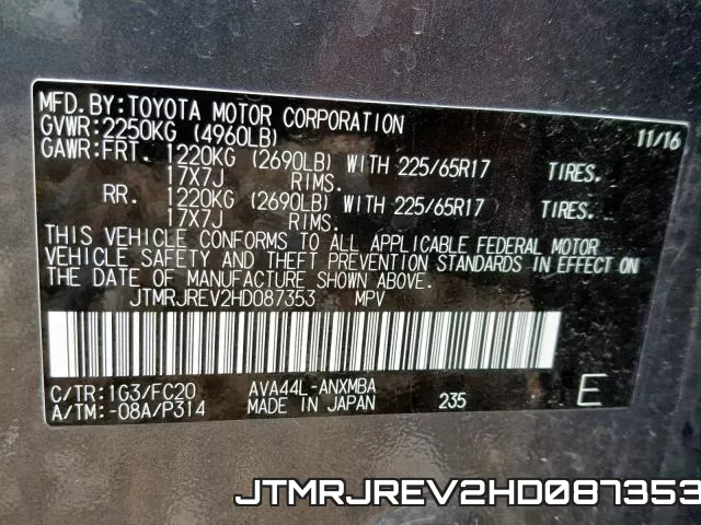 JTMRJREV2HD087353 фото 2