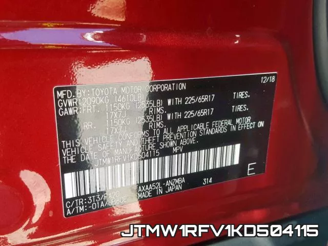 JTMW1RFV1KD504115 фото 2