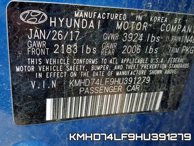 KMHD74LF9HU391279 фото 2