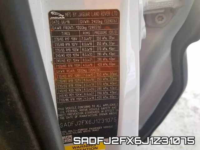 SADFJ2FX6J1Z31075 фото 2