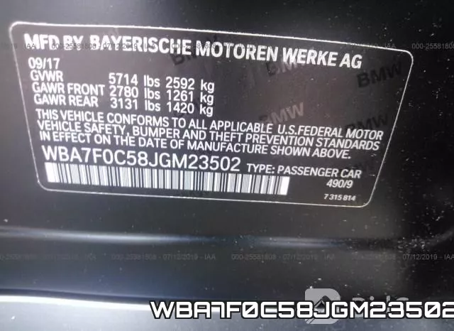 WBA7F0C58JGM23502 фото 10