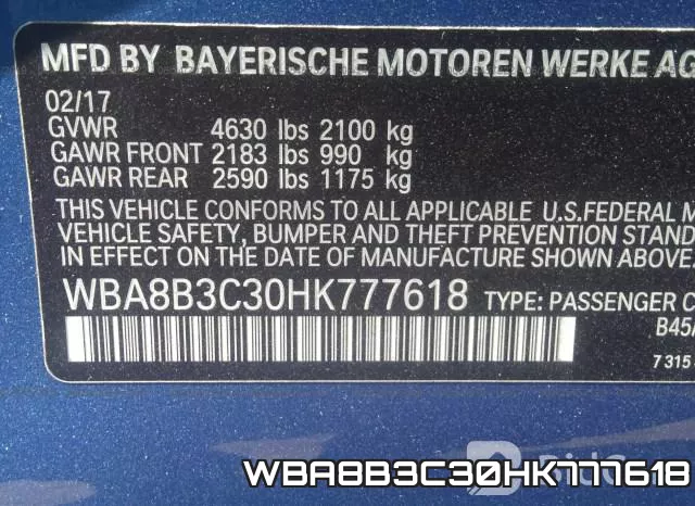 WBA8B3C30HK777618 фото 10