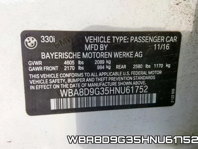 WBA8D9G35HNU61752 фото 2