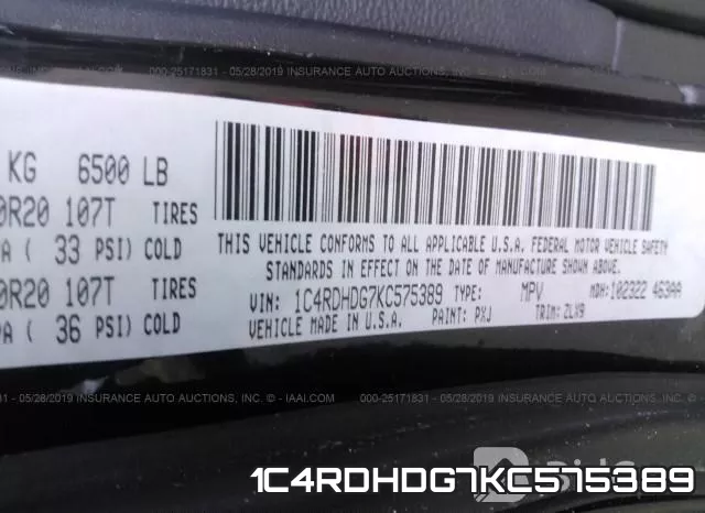 1C4RDHDG7KC575389 фото 10