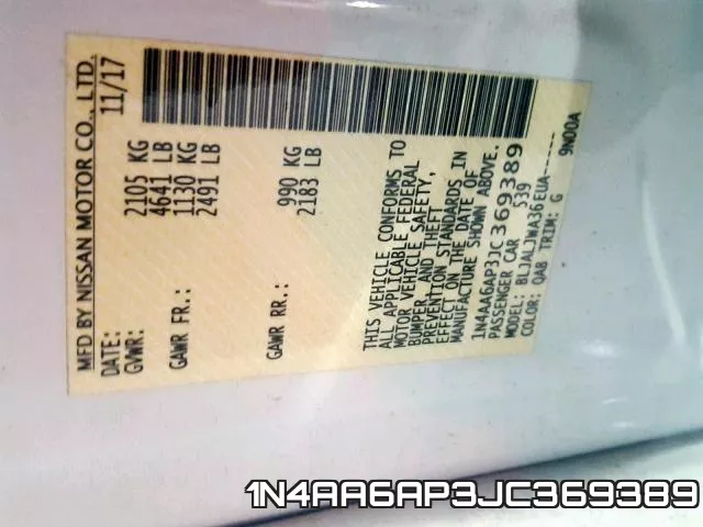 1N4AA6AP3JC369389 фото 2