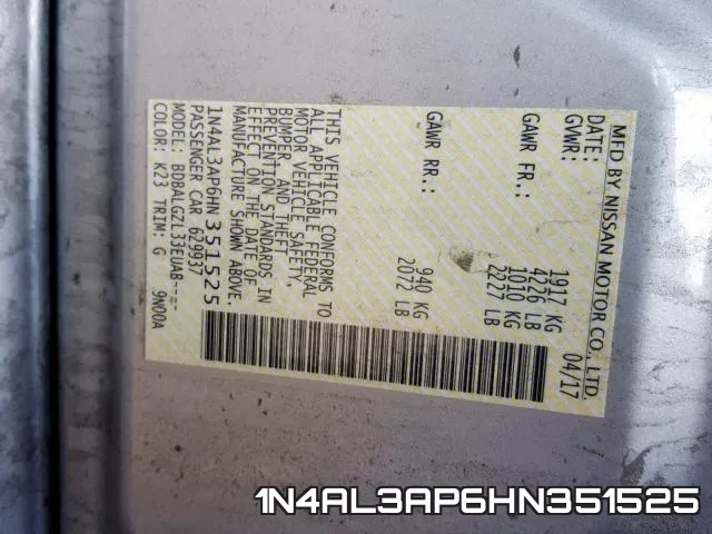 1N4AL3AP6HN351525 фото 2