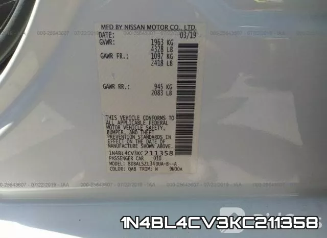 1N4BL4CV3KC211358 фото 10