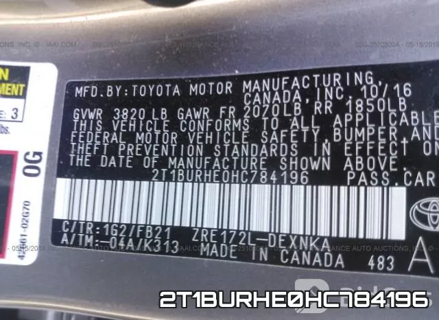 2T1BURHE0HC784196 фото 10