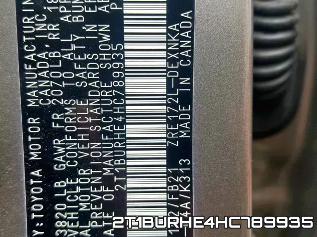 2T1BURHE4HC789935 фото 2