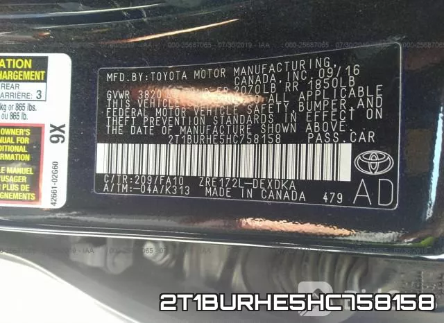 2T1BURHE5HC758158 фото 10