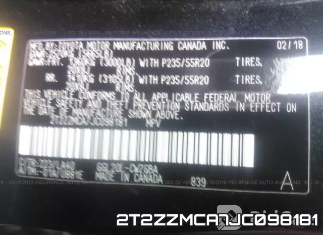 2T2ZZMCA7JC098181 фото 10