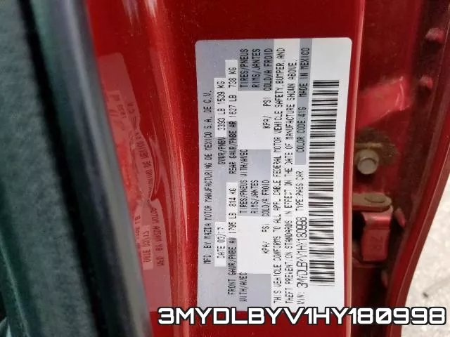 3MYDLBYV1HY180998 фото 2