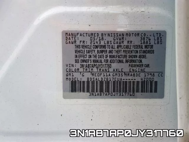 3N1AB7AP0JY317760 фото 2