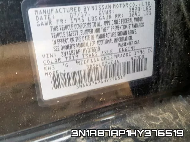 3N1AB7AP1HY376519 фото 2