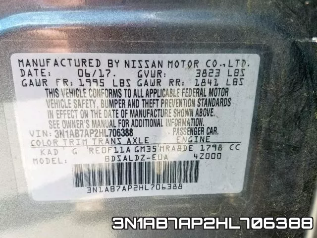 3N1AB7AP2HL706388 фото 2