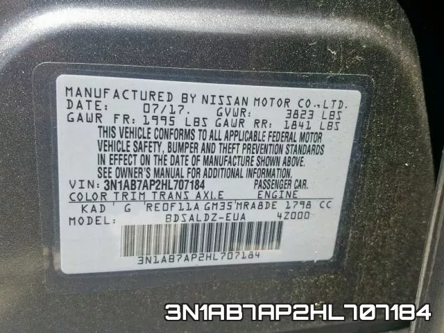 3N1AB7AP2HL707184 фото 2