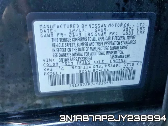 3N1AB7AP2JY238994 фото 2