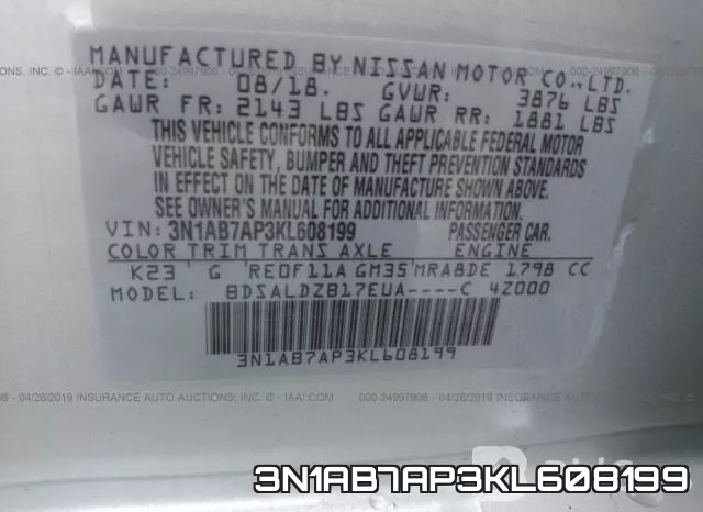 3N1AB7AP3KL608199 фото 10