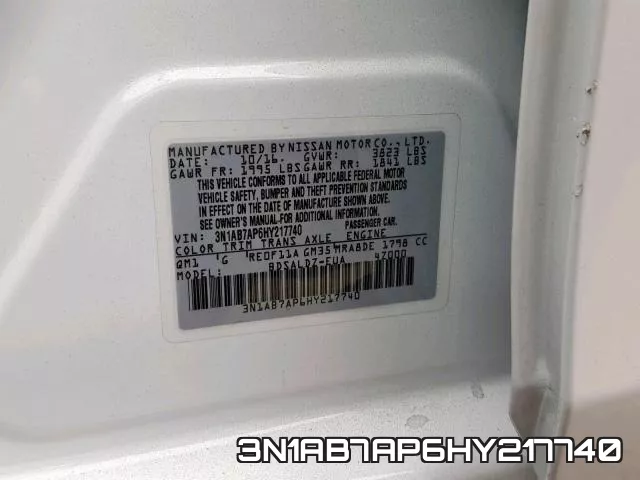 3N1AB7AP6HY217740 фото 2