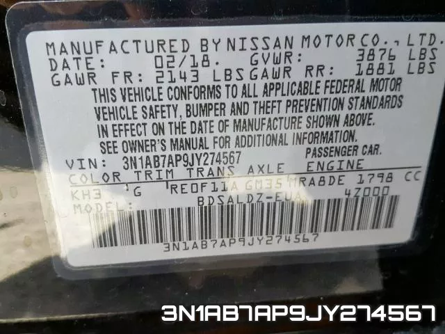 3N1AB7AP9JY274567 фото 2
