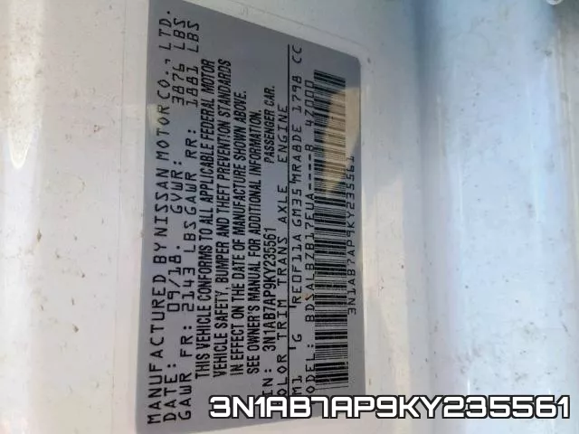 3N1AB7AP9KY235561 фото 2