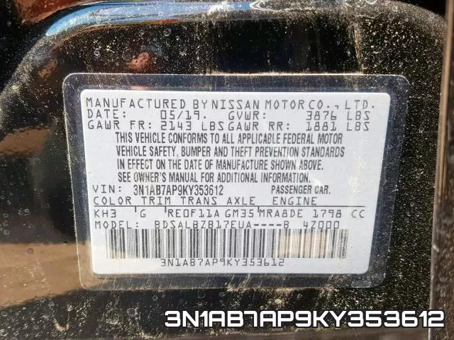 3N1AB7AP9KY353612 фото 2