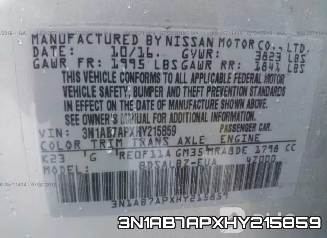 3N1AB7APXHY215859 фото 10