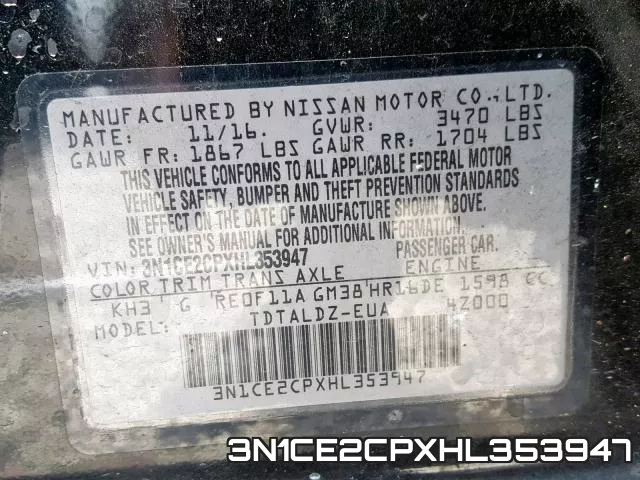 3N1CE2CPXHL353947 фото 2