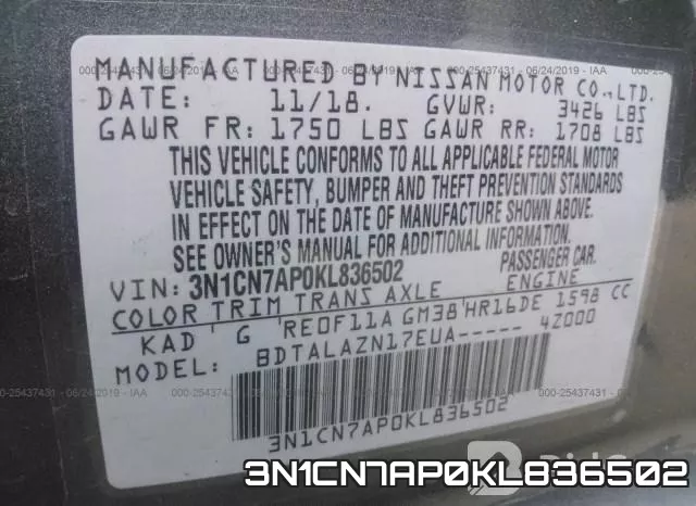 3N1CN7AP0KL836502 фото 10