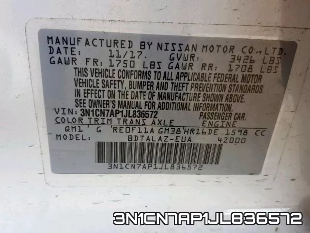 3N1CN7AP1JL836572 фото 2