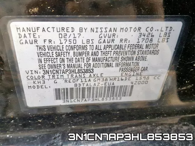 3N1CN7AP3HL853853 фото 2