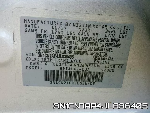 3N1CN7AP4JL836405 фото 2