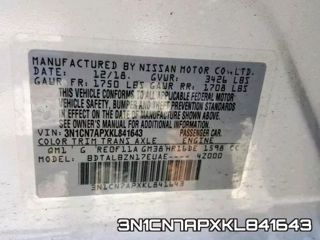 3N1CN7APXKL841643 фото 2