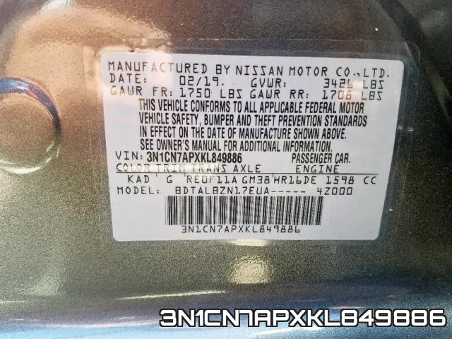 3N1CN7APXKL849886 фото 2