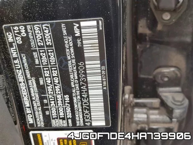 4JGDF7DE4HA739906 фото 2