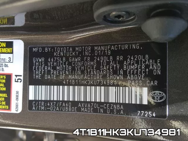 4T1B11HK3KU734981 фото 2