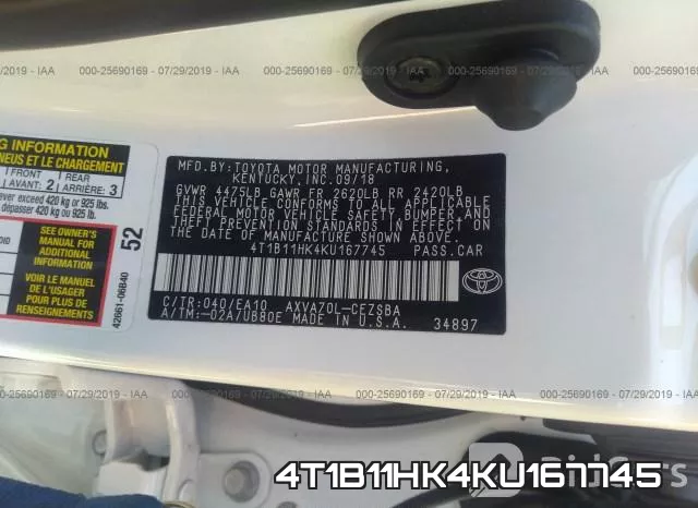 4T1B11HK4KU167745 фото 10