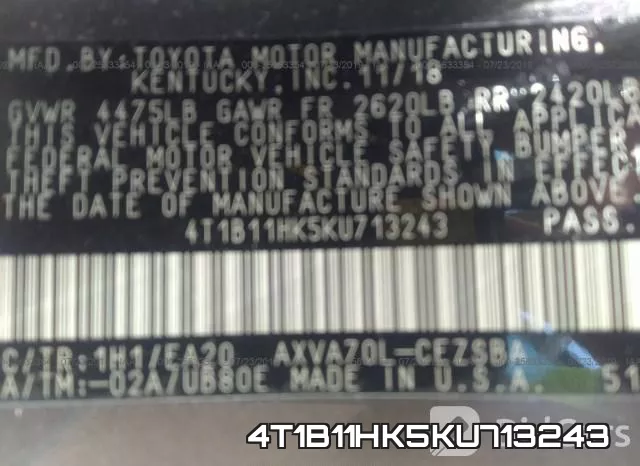 4T1B11HK5KU713243 фото 10