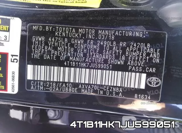 4T1B11HK7JU599051 фото 10