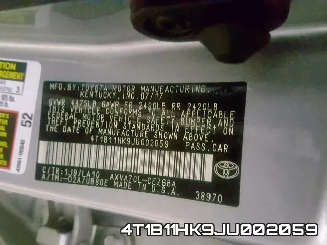 4T1B11HK9JU002059 фото 2