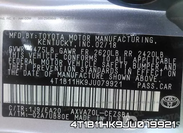 4T1B11HK9JU079921 фото 10
