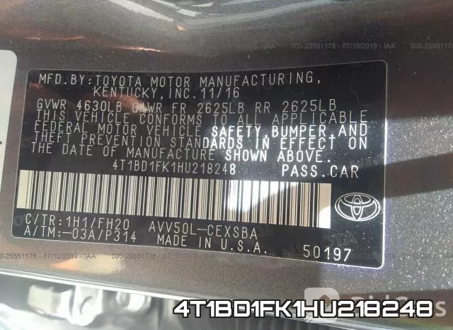 4T1BD1FK1HU218248 фото 10