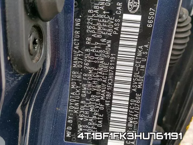 4T1BF1FK3HU761191 фото 2