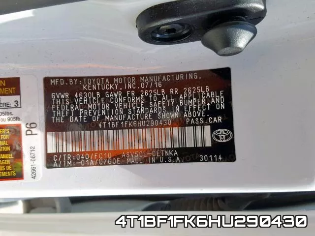 4T1BF1FK6HU290430 фото 2