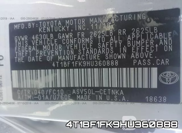 4T1BF1FK9HU360888 фото 10