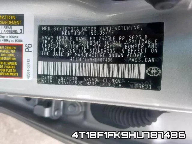 4T1BF1FK9HU787486 фото 2
